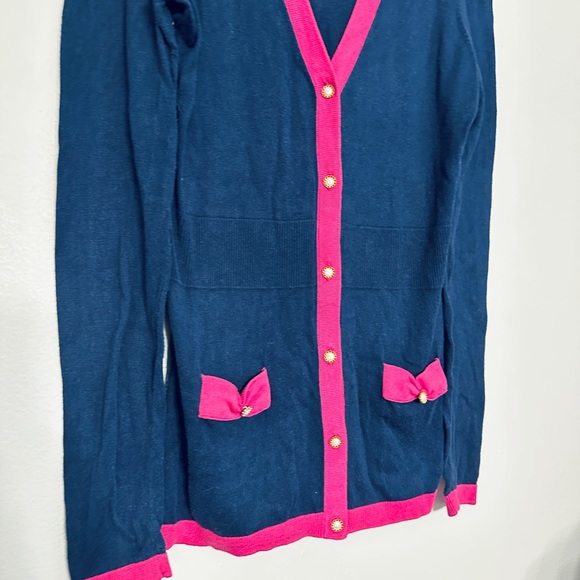 Lilly Pulitzer Preppy Navy & Pink Cardigan - Picture 2 of 6